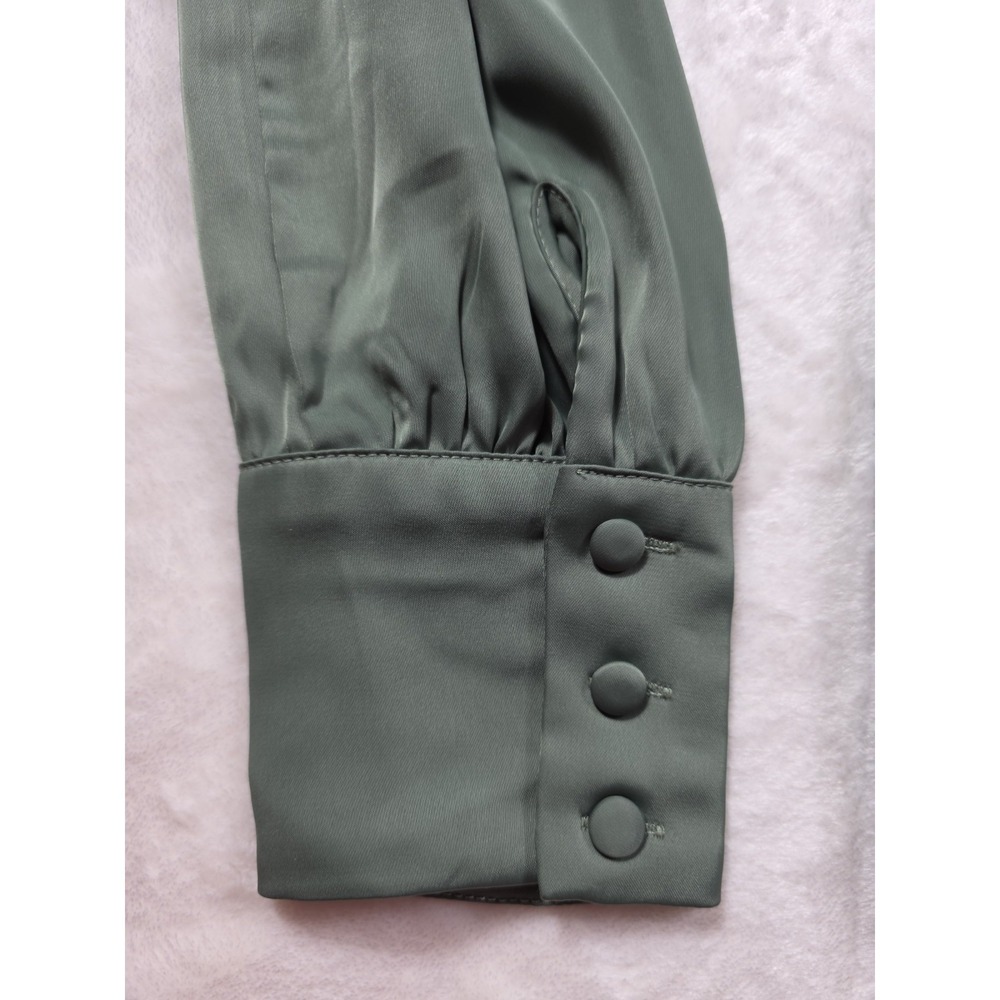Kirundo One Shoulder Maxi Dress Sage Green Long Sleeve Slit Size L NWOT - Picture 9 of 12